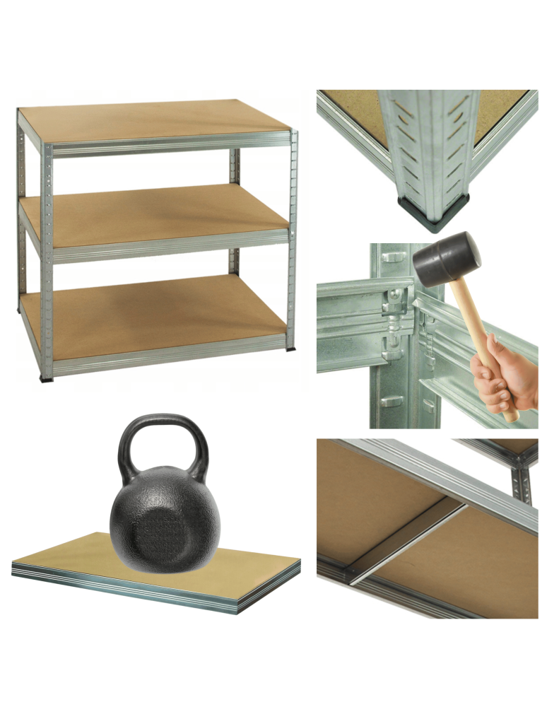 Magazynowe regały metalowe - Regał metalowy ocynk HELIOS 90x90x50cm 3Px175kg - product b2b.wamar.biz 17