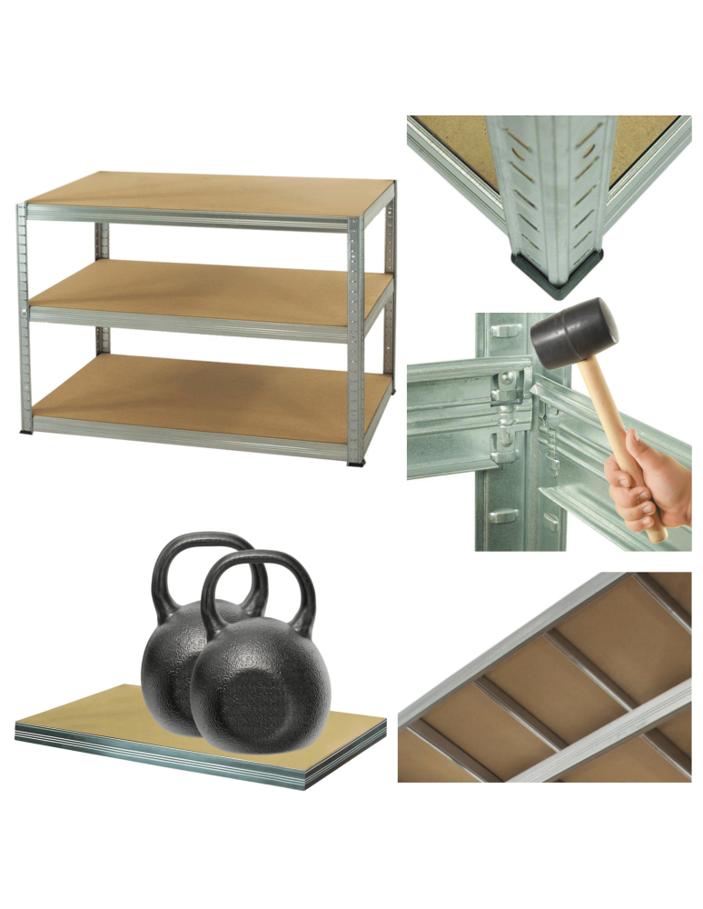 Magazynowe regały metalowe - Regał metalowy ocynk HELIOS 90x150x35cm 3Px275kg - product b2b.wamar.biz 1