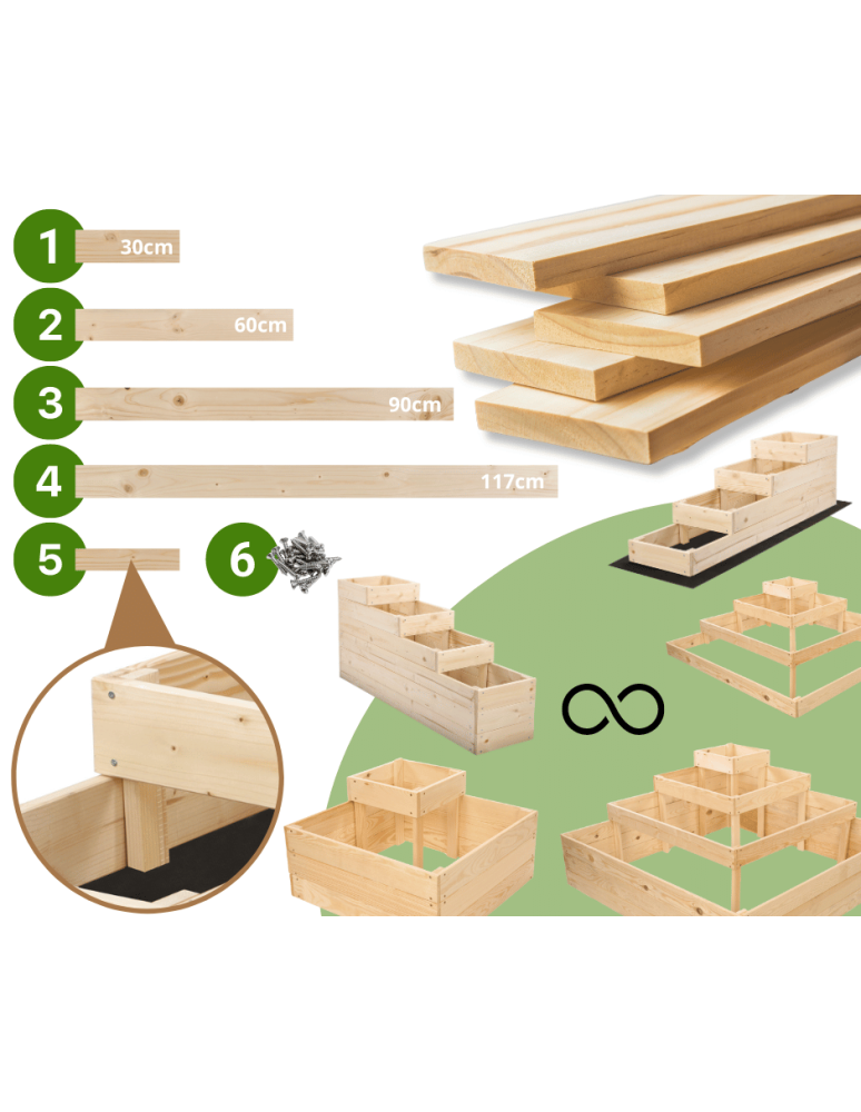 Uprawowe skrzynie ogrodowe- Warzywniaki- skrzynia do uprawy - Skrzynia drewniana narożna na warzywniak donica inspekt 45x90x90 GRATISY - product b2b.wamar.biz 10