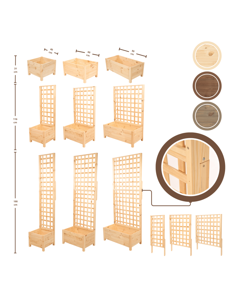 Duże donice ogrodowe- pergole - Drewniana pergola ogrodowa doniczka skrzynka na kwiaty 116x60x40 na nogach - product b2b.wamar.biz 9