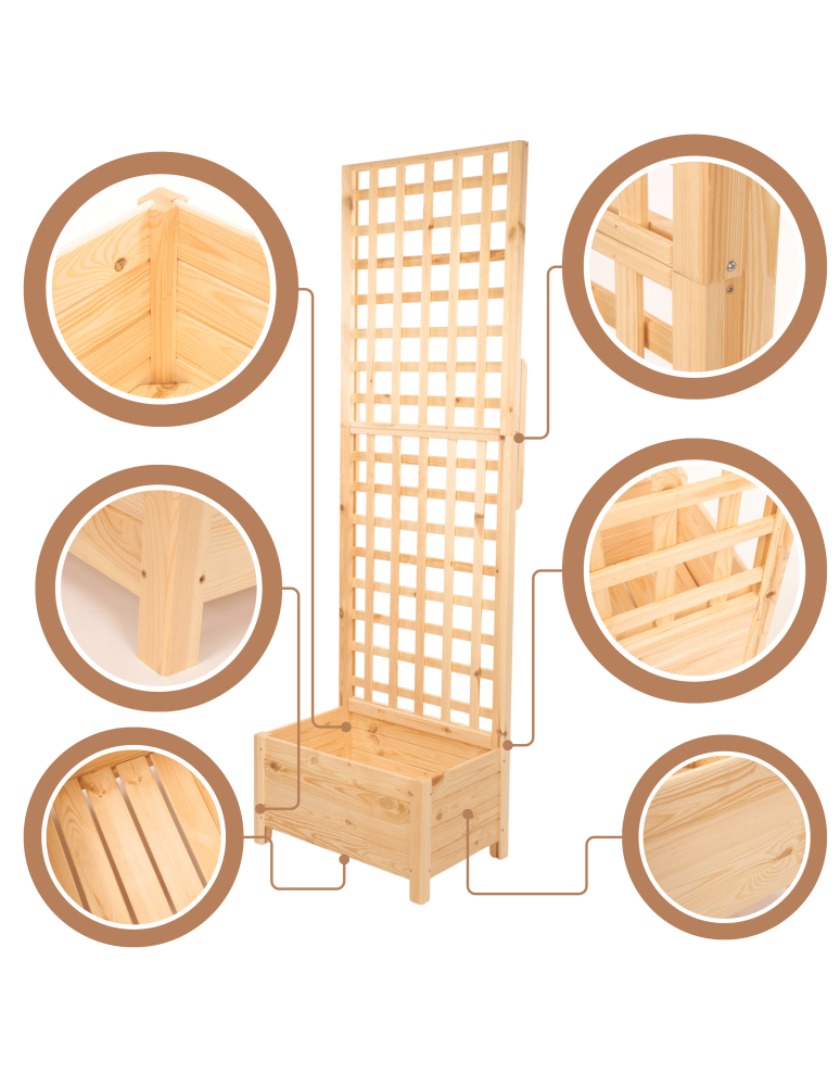 Duże donice ogrodowe- pergole - Pergola drewniana wysoka doniczka skrzynka na kwiaty 190x80x40 na nogach - product b2b.wamar.biz 7