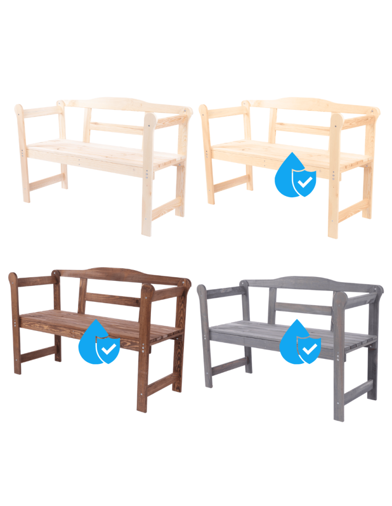 Stoły i ławki - Ławka ogrodowa drewniana z oparciem podłokietniki dwuosobowa SOLIDNA EKO - produkt b2b.wamar.biz 6