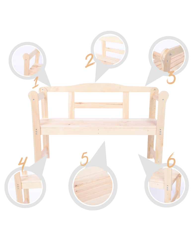 Stoły i ławki - Drewniana ławka ogrodowa ławka z oparciem do przedpokoju DWUOSOBOWA ECO - produkt b2b.wamar.biz 5