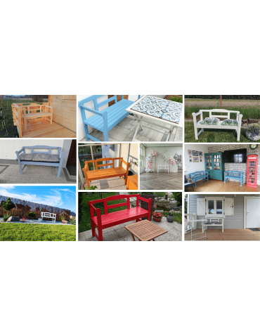 Stoły i ławki - Drewniana ławka ogrodowa ławka z oparciem do przedpokoju DWUOSOBOWA ECO - produkt 10