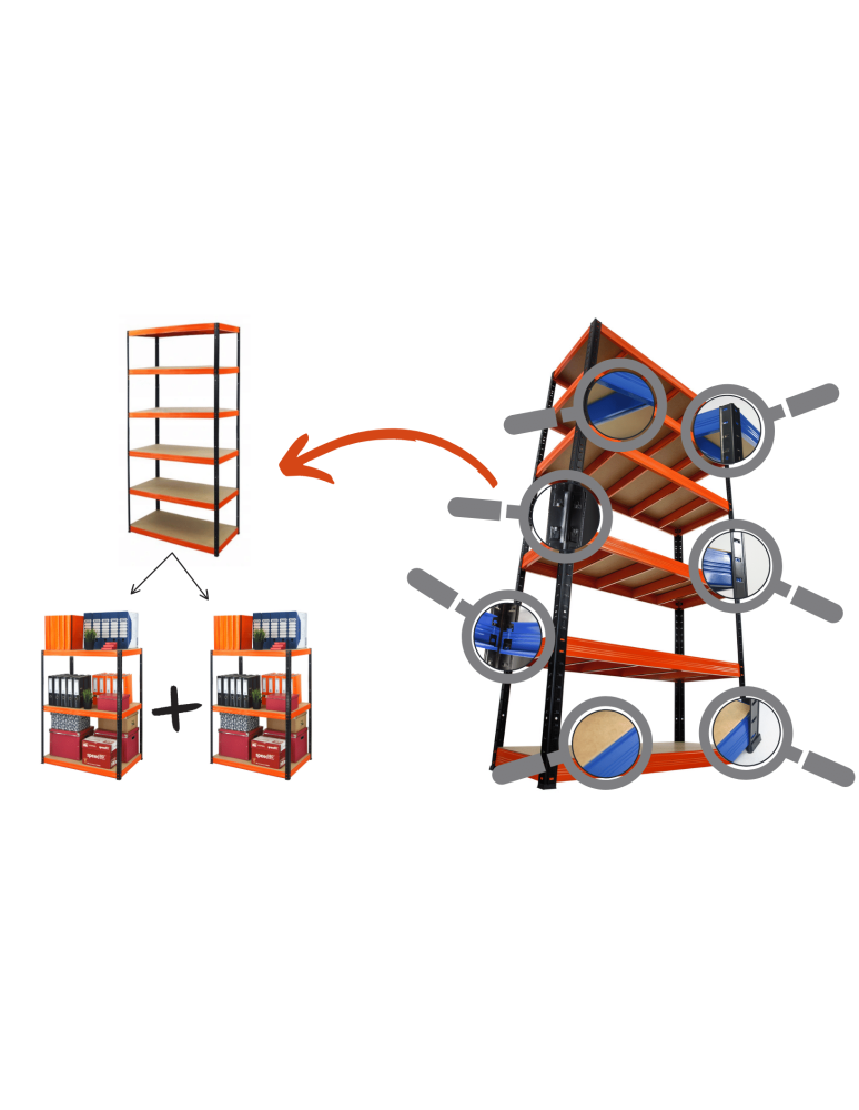 Magazynowe regały metalowe - Regał metalowy ocynk HELIOS 90x110x50cm 3Px275kg - product b2b.wamar.biz 22