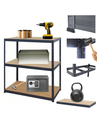 Magazynowe regały metalowe - Regał metalowy PREMIUM HELIOS 90x150x45cm 3Px175kg - produkt 17