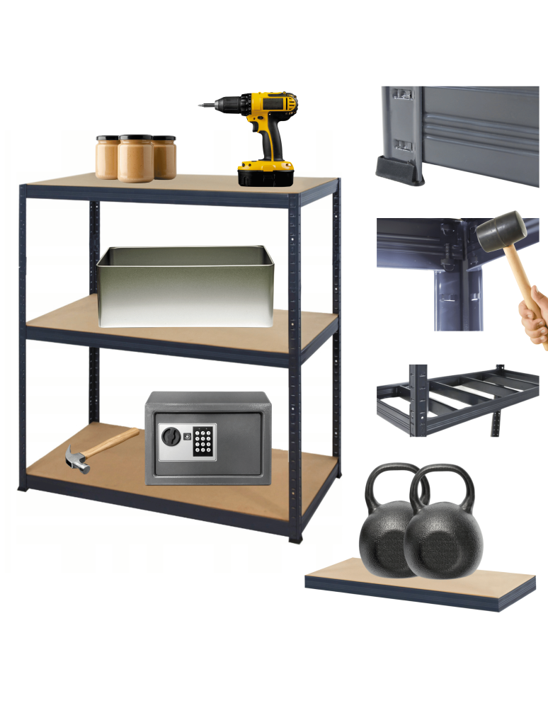 Magazynowe regały metalowe - Regał metalowy PREMIUM HELIOS 90x180x45cm 3Px275kg - produkt b2b.wamar.biz 17