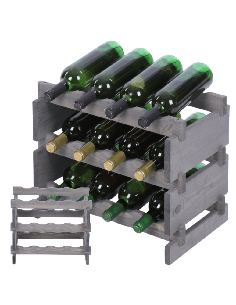 Modułowe stojaki do butelek RW11 - Stojak na wino regał modułowy na butelki 3x4 but WĄSKI ECO BEZ NARZĘDZI - product b2b.wamar.biz 1