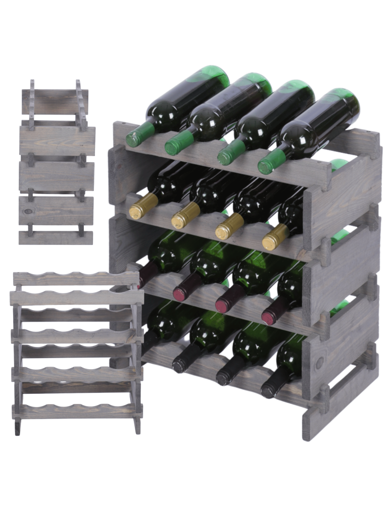 Modułowe stojaki do butelek RW11 - Stojak na wino regał modułowy na butelki 4x4 but WĄSKI ECO BEZ NARZĘDZI - product b2b.wamar.biz 1