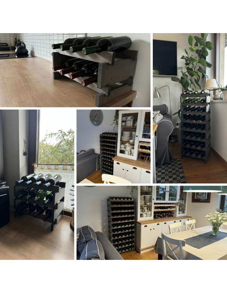 Modułowe stojaki do butelek RW11 - Stojak na wino regał modułowy na butelki 12x4 but DUŻY MONTAŻ BEZ NARZĘDZI - product b2b.wamar.biz 8