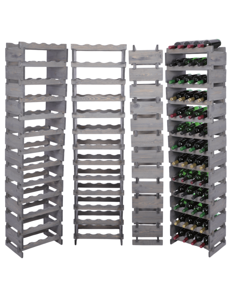 Modułowe stojaki do butelek RW11 - Stojak na wino regał modułowy na butelki 13x4 but WĄSKI ECO BEZ NARZĘDZI - product b2b.wamar.biz 1