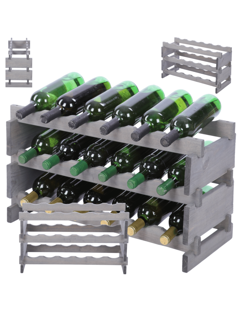 Modułowe stojaki do butelek RW11 - Stojak na butelki regał modułowy na wino 3x6 but POLSKI EKO BEZ NARZĘDZI - product b2b.wamar.biz 1