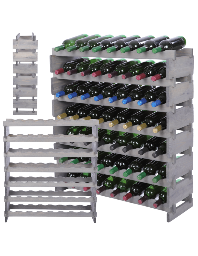 Modułowe stojaki do butelek RW11 - Stojak na wino regał modułowy na butelki 7x8 but BUDUJ JAK KLOCKI EKO - product b2b.wamar.biz 1