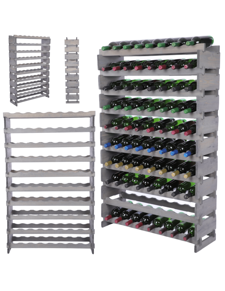 Modułowe stojaki do butelek RW11 - Stojak na wino regał modułowy na butelki 10x8 but DUŻY MONTAŻ BEZ NARZĘDZI - product b2b.wamar.biz 1