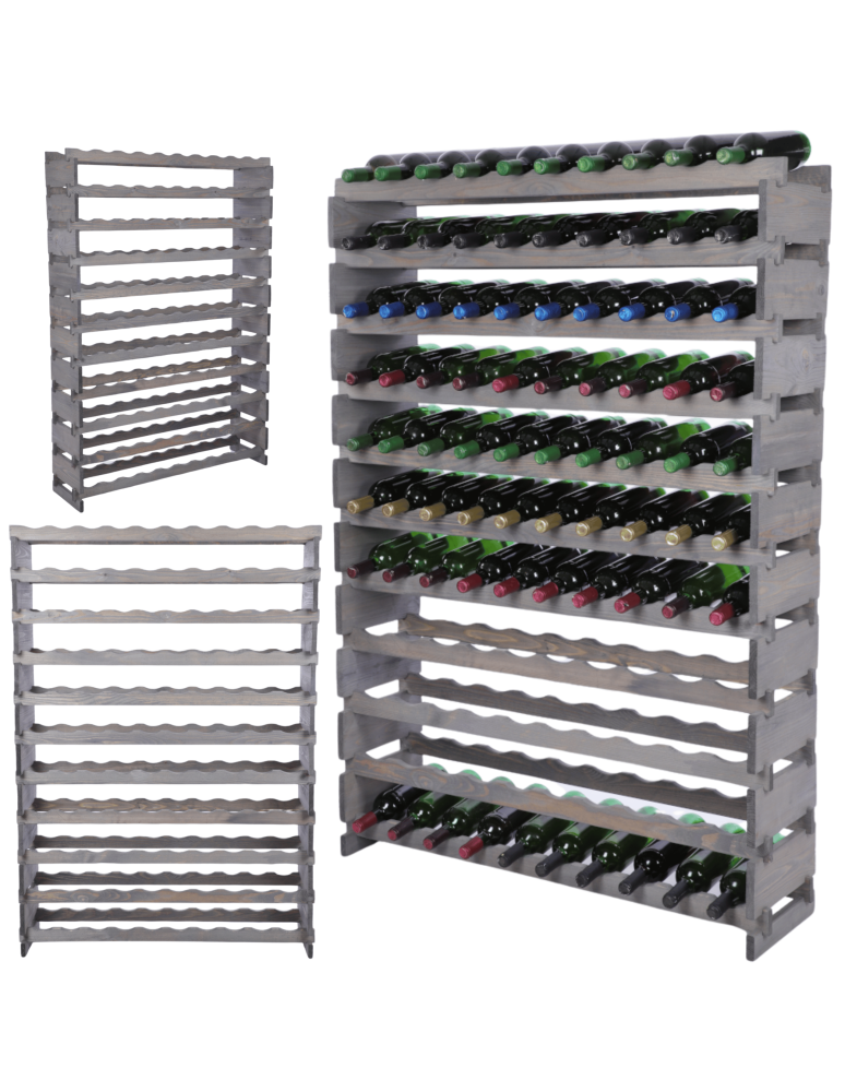 Modułowe stojaki do butelek RW11 - Stojak na wino regał modułowy na butelki 11x10 but DUŻY MONTAŻ BEZ NARZĘDZI - product b2b.wamar.biz 1