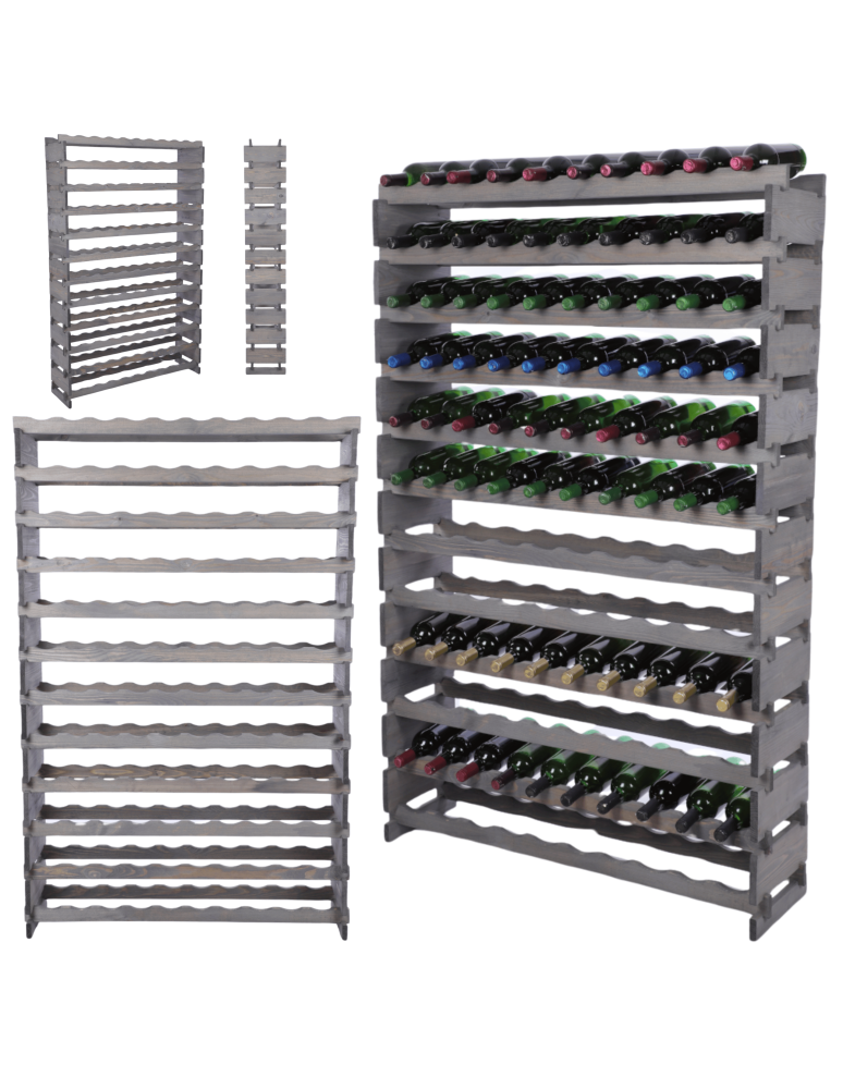 Modułowe stojaki do butelek RW11 - Stojak na wino regał modułowy na butelki 12x10 but DUŻY MONTAŻ BEZ NARZĘDZI - product b2b.wamar.biz 1