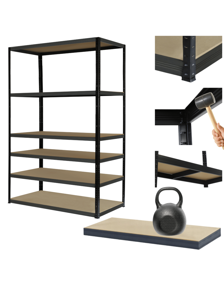 Regały Magazynowe - Regał metalowy PREMIUM BLACK stojak HELIOS 213x120x35cm 6Px175kg 300TYS WAR - product b2b.wamar.biz 1