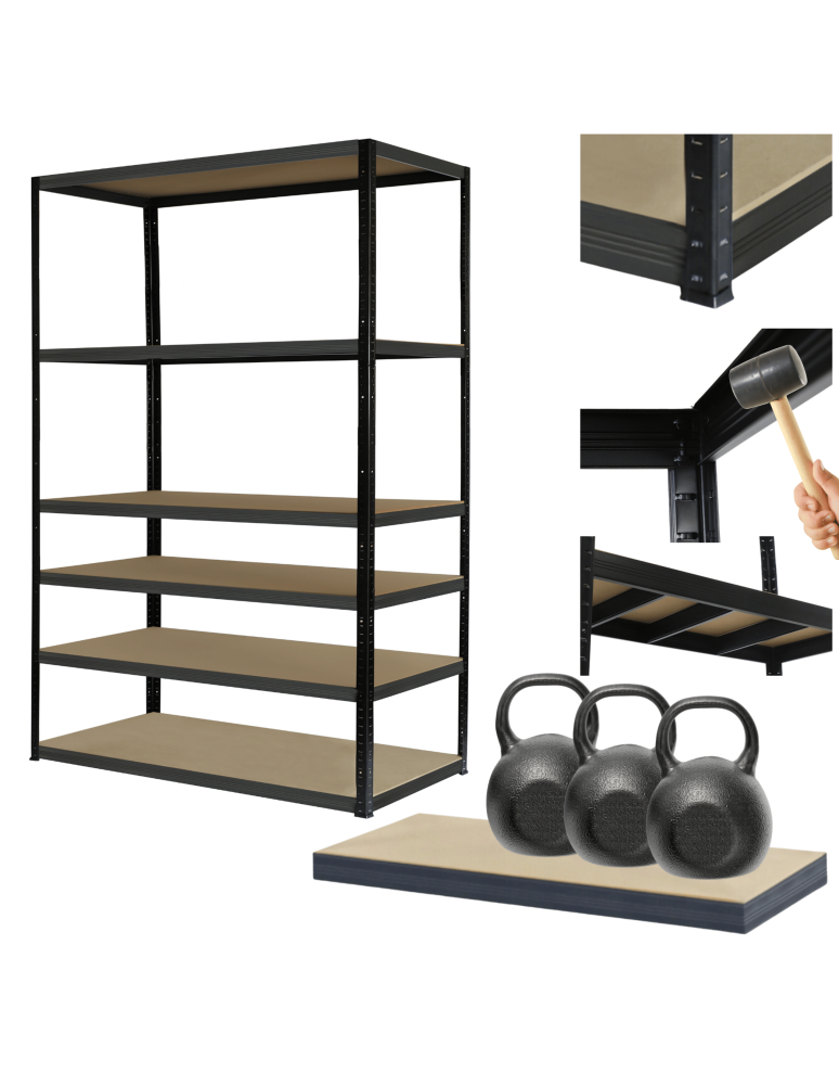 Regały Magazynowe - Regał metalowy PREMIUM BLACK stojak HELIOS 213x110x40cm 6Px350kg 300TYS WAR - product b2b.wamar.biz 1