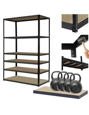 Regał metalowy PREMIUM BLACK stojak HELIOS 213x110x35cm 6Px400kg 300TYS WAR