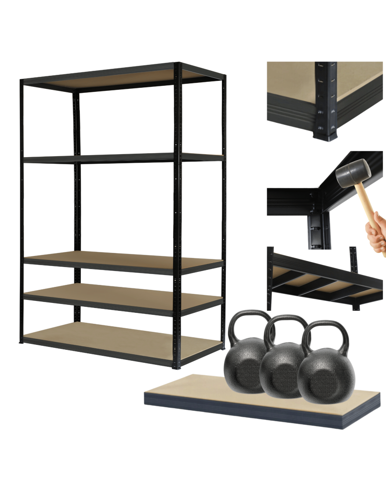 Regały Magazynowe - Regał metalowy PREMIUM BLACK stojak HELIOS 213x90x60cm 5Px350kg 300TYS WAR - product b2b.wamar.biz 1