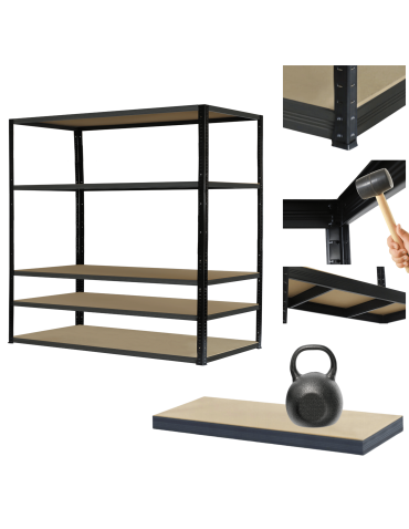 Regał warsztatowy metalowy stojak HELIOS 196x150x40cm 5Px175kg PRODUCENT