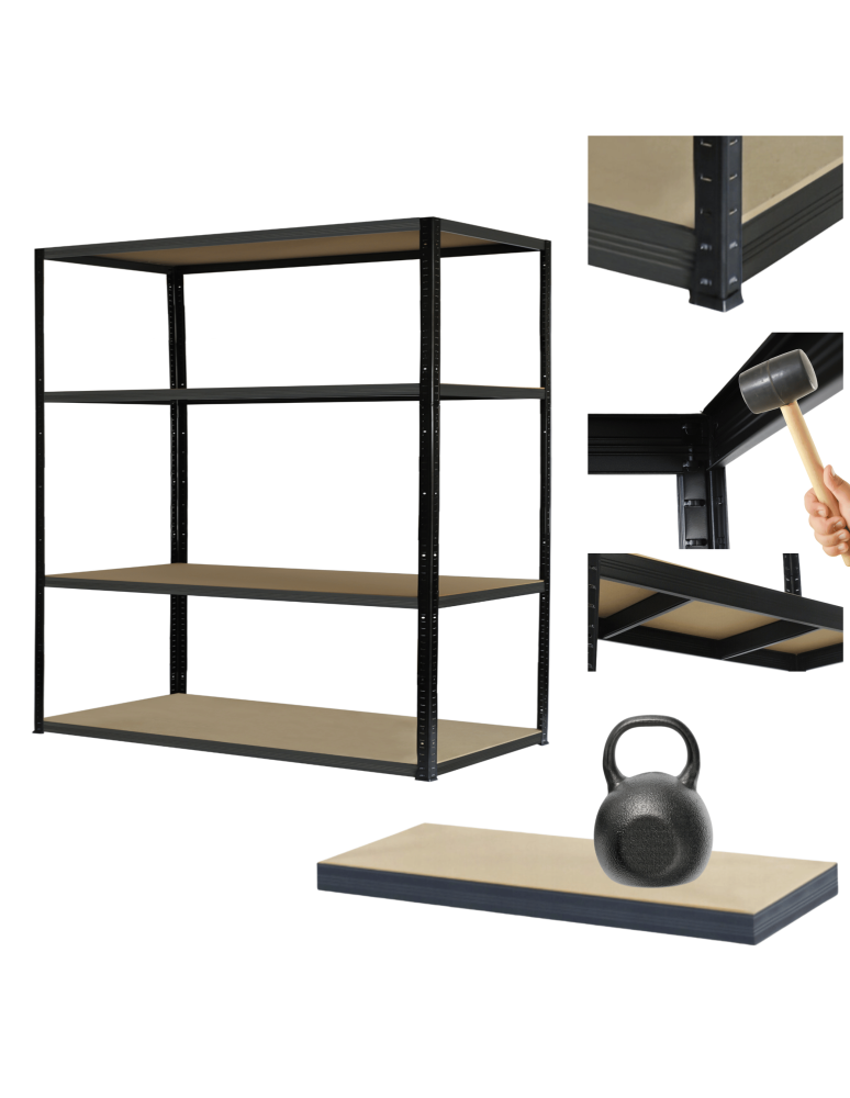 Regały Magazynowe - Regał metalowy magazynowy garażowy stojak HELIOS 180x180x45cm 4Px175kg PL - product b2b.wamar.biz 1