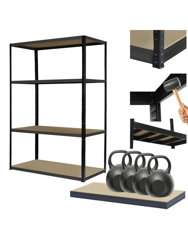 Regały Magazynowe - Regał metalowy BLACK PREMIUM garażowy stojak HELIOS 180x120x60cm 4Px400kg - product b2b.wamar.biz 1