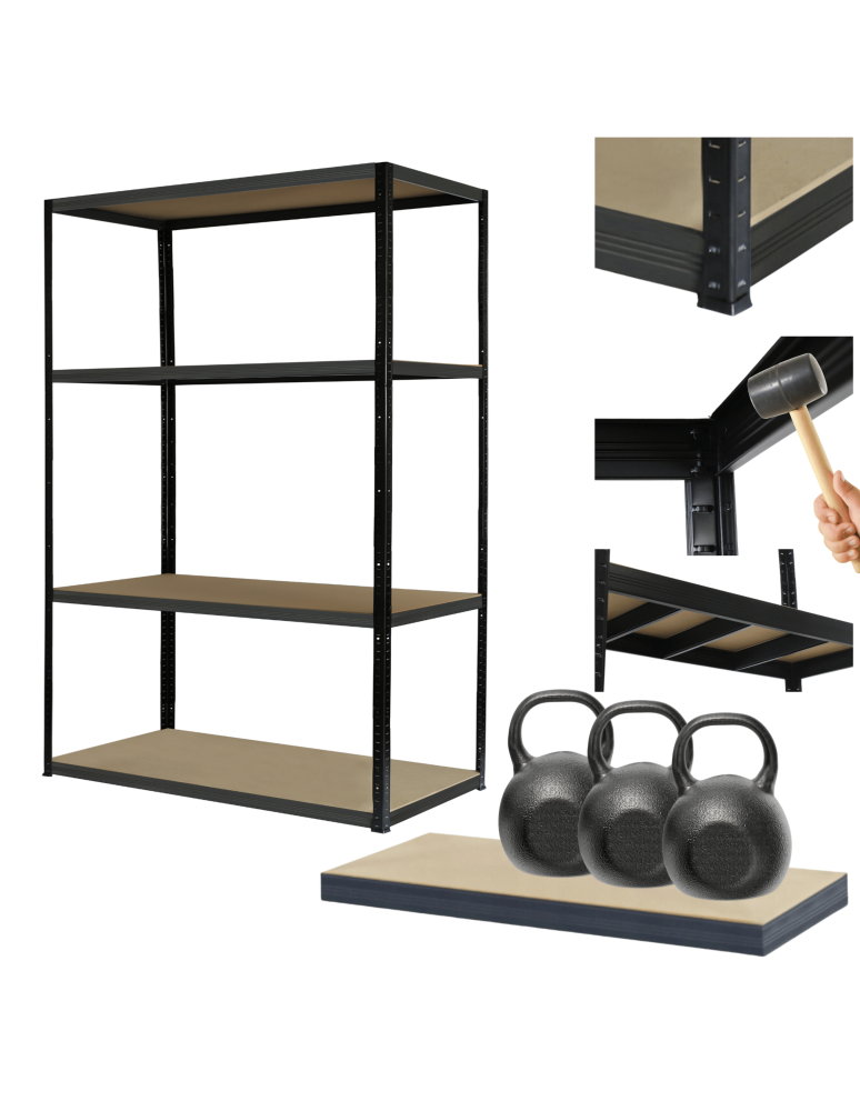 Regały Magazynowe - Regał metalowy BLACK PREMIUM garażowy stojak HELIOS 180x120x30cm 4Px350kg - product b2b.wamar.biz 1