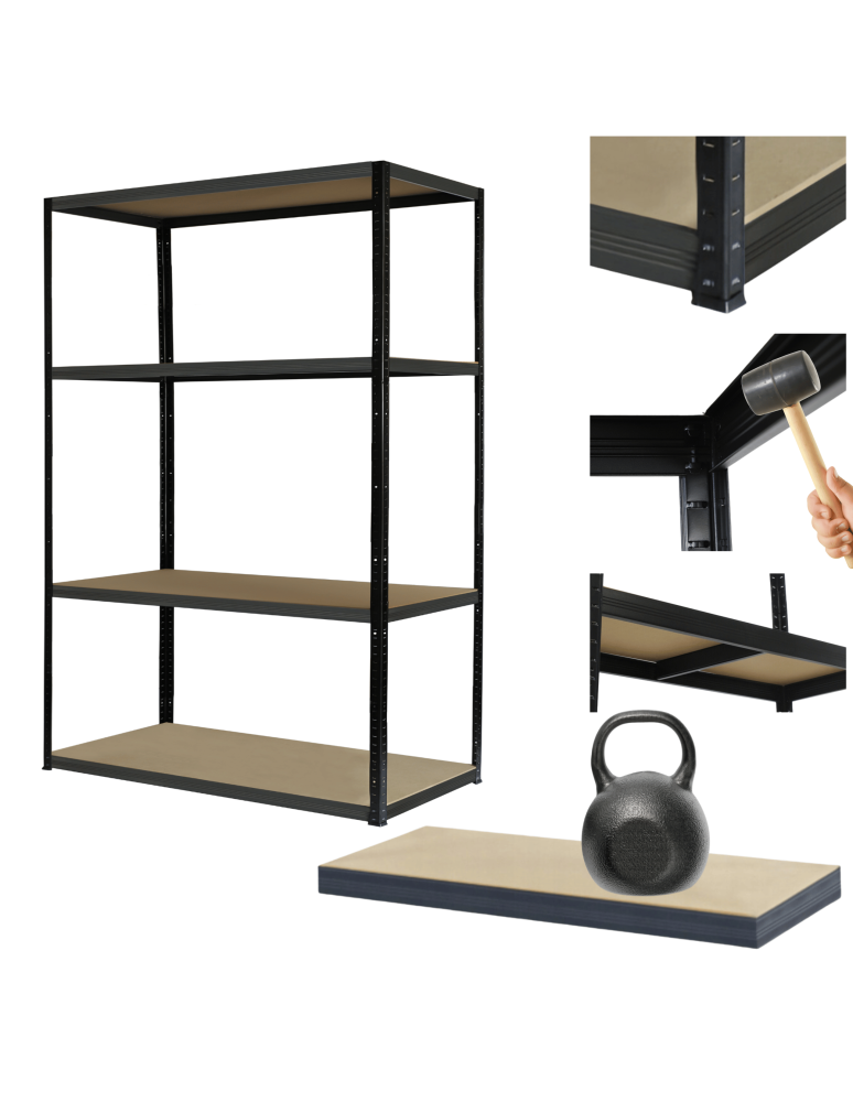 Regały Magazynowe - Regał metalowy BLACK PREMIUM garażowy stojak HELIOS 180x90x50cm 4Px175kg - product b2b.wamar.biz 1