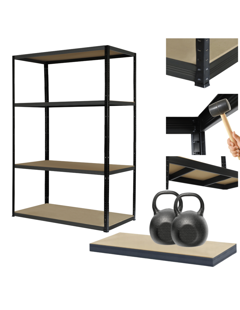 Regały Magazynowe - Regał metalowy BLACK PREMIUM garażowy stojak HELIOS 180x90x45cm 4Px275kg - product b2b.wamar.biz 1