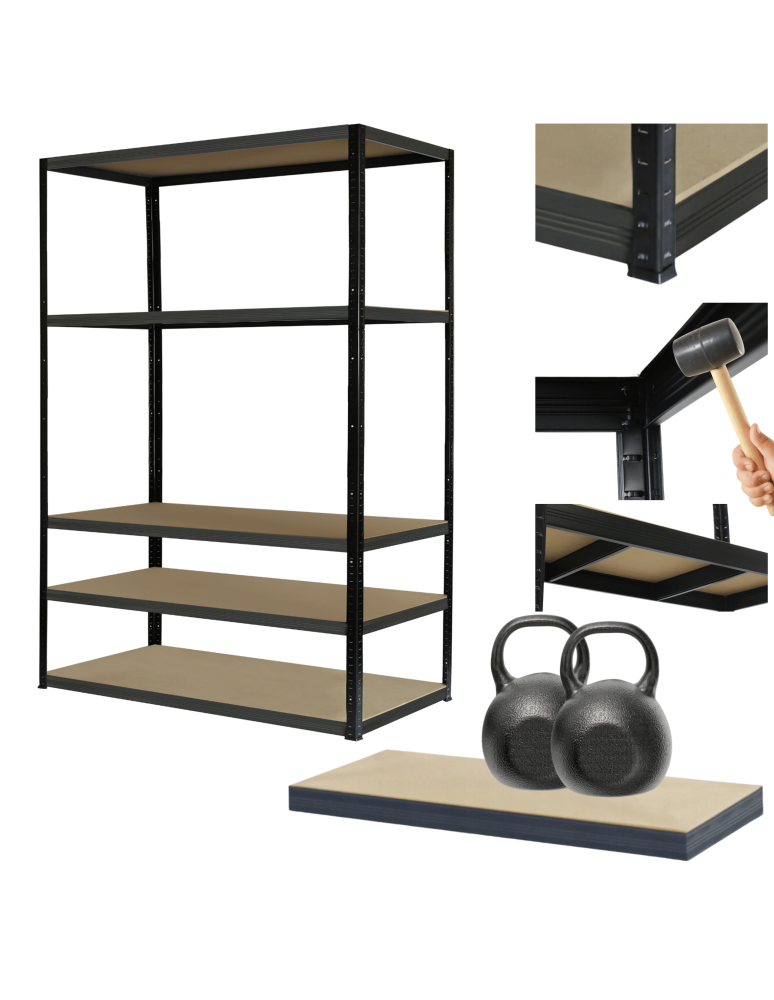 Regały Magazynowe - Regał metalowy BLACK PREMIUM stojak HELIOS 180x90x40cm 5Px275kg TRWAŁY - product b2b.wamar.biz 1
