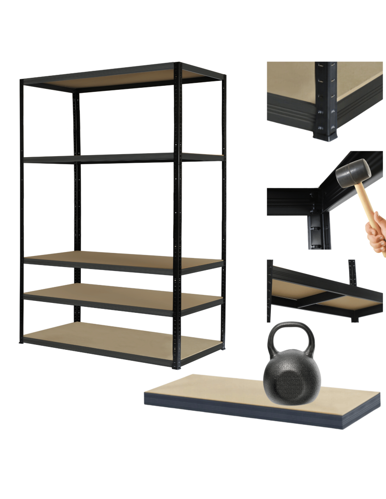 Regały Magazynowe - Regał metalowy BLACK PREMIUM stojak HELIOS 180x75x60cm 5Px175kg TRWAŁY - product b2b.wamar.biz 1