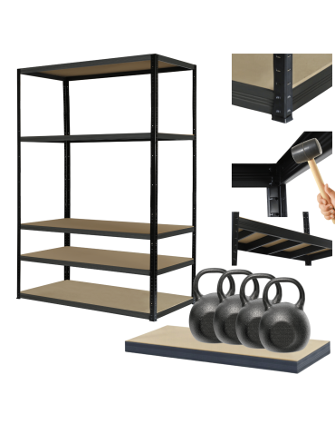 Regał metalowy BLACK PREMIUM stojak HELIOS 180x75x30cm 5Px400kg TRWAŁY