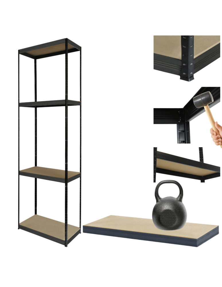 Regały Magazynowe - Regał metalowy BLACK PREMIUM garażowy stojak HELIOS 180x50x50cm 4Px175kg - product b2b.wamar.biz 1