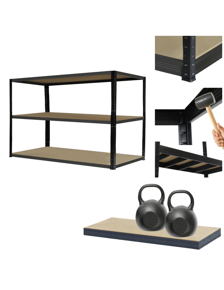 Regały Magazynowe - Regał magazynowy garażowy metalowy stojak HELIOS 106x150x60cm 3Px275kg PL - product b2b.wamar.biz 1