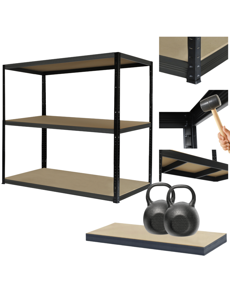 Regały Magazynowe - Regał magazynowy garażowy metalowy BLACK HELIOS 106x120x40cm 3Px275kg PL - product b2b.wamar.biz 1