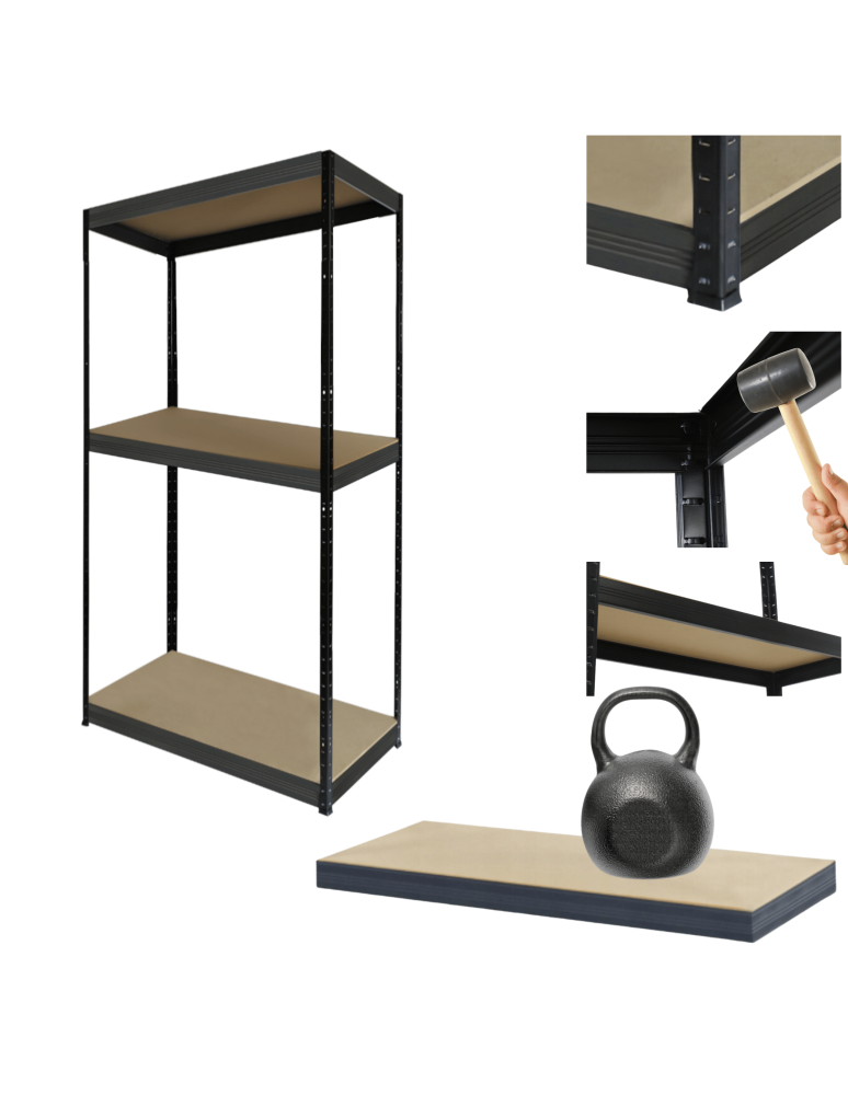 Regały Magazynowe - Regał magazynowy garażowy metalowy BLACK HELIOS 106x30x30cm  3Px175kg PL - product b2b.wamar.biz 1