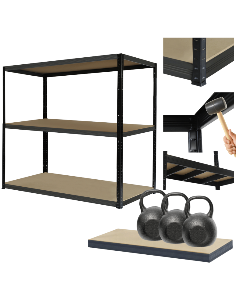 Regały Magazynowe - Regał metalowy magazynowy czarno-szary HELIOS 90x120x35cm 3Px350kg SOLIDNY - product b2b.wamar.biz 1