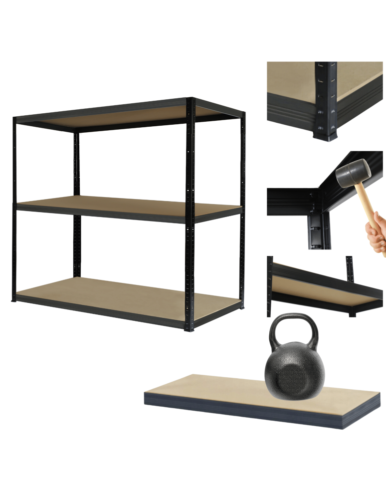 Regały Magazynowe - Regał metalowy magazynowy czarno-szary HELIOS 90x75x35cm 3Px175kg SOLIDNY - product b2b.wamar.biz 1