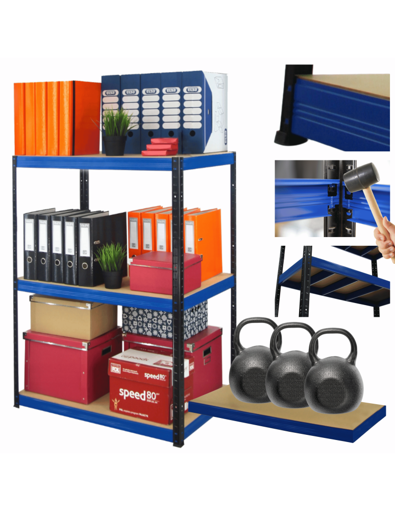 Regały z metalu kolorowe - Regał metalowy magazynowy warsztatowy HELIOS 90x120x50cm 3Px350kg SOLIDNY - product b2b.wamar.biz 1