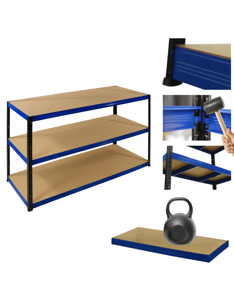 Regały z metalu kolorowe - Regał metalowy magazynowy warsztatowy HELIOS 90x150x40cm 3Px175kg SOLIDNY - product b2b.wamar.biz 1