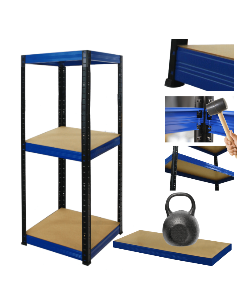 Regały z metalu kolorowe - Regał magazynowy garażowy metalowy stojak HELIOS 106x60x60cm 3Px175kg PL - product b2b.wamar.biz 1