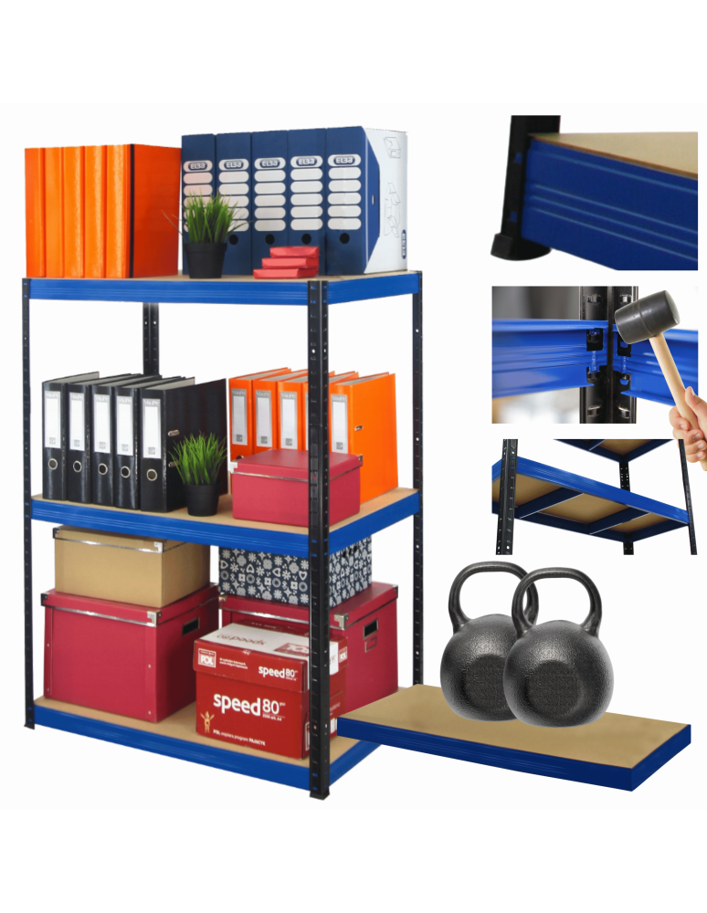 Regały z metalu kolorowe - Regał magazynowy garażowy metalowy stojak HELIOS 106x90x60cm 3Px275kg PL - product b2b.wamar.biz 1
