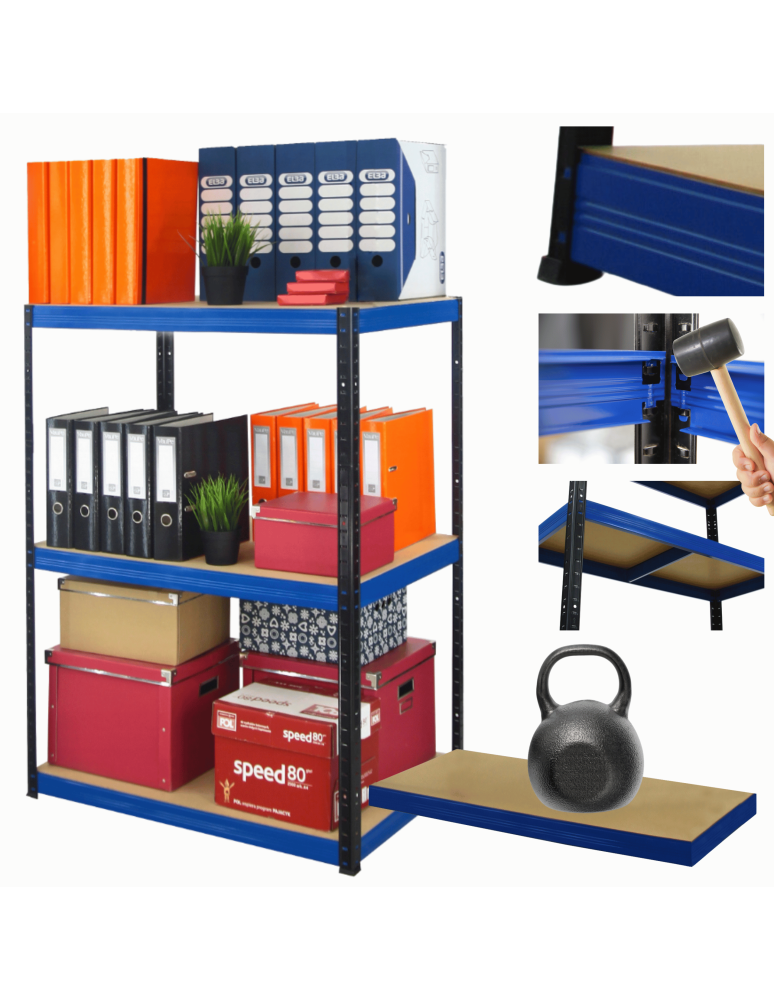 Regały z metalu kolorowe - Regał magazynowy garażowy metalowy stojak HELIOS 106x100x60cm 3Px175kg PL - product b2b.wamar.biz 1
