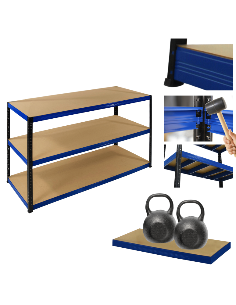 Regały z metalu kolorowe - Regał magazynowy garażowy metalowy stojak HELIOS 106x150x40cm 3Px275kg PL - product b2b.wamar.biz 1