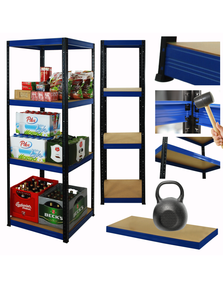 Regały z metalu kolorowe - Regał metalowy magazynowy garażowy stojak HELIOS 180x35x35cm 4Px175kg PL - product b2b.wamar.biz 1
