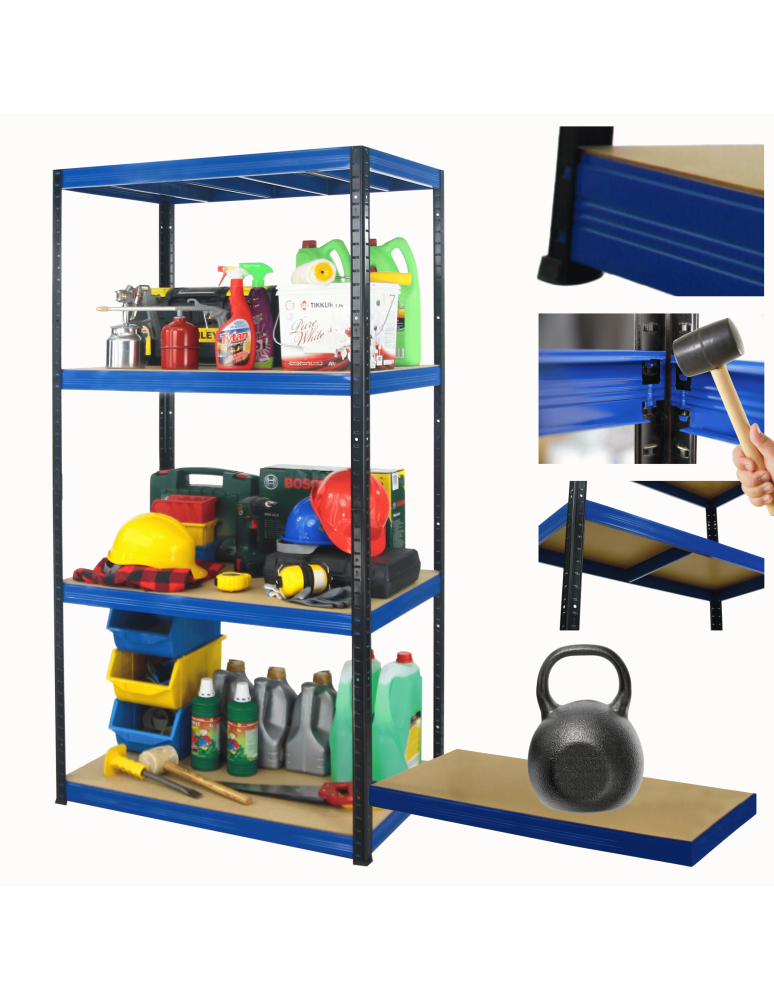 Regały z metalu kolorowe - Regał metalowy magazynowy garażowy stojak HELIOS 180x110x35cm 4Px175kg PL - product b2b.wamar.biz 1