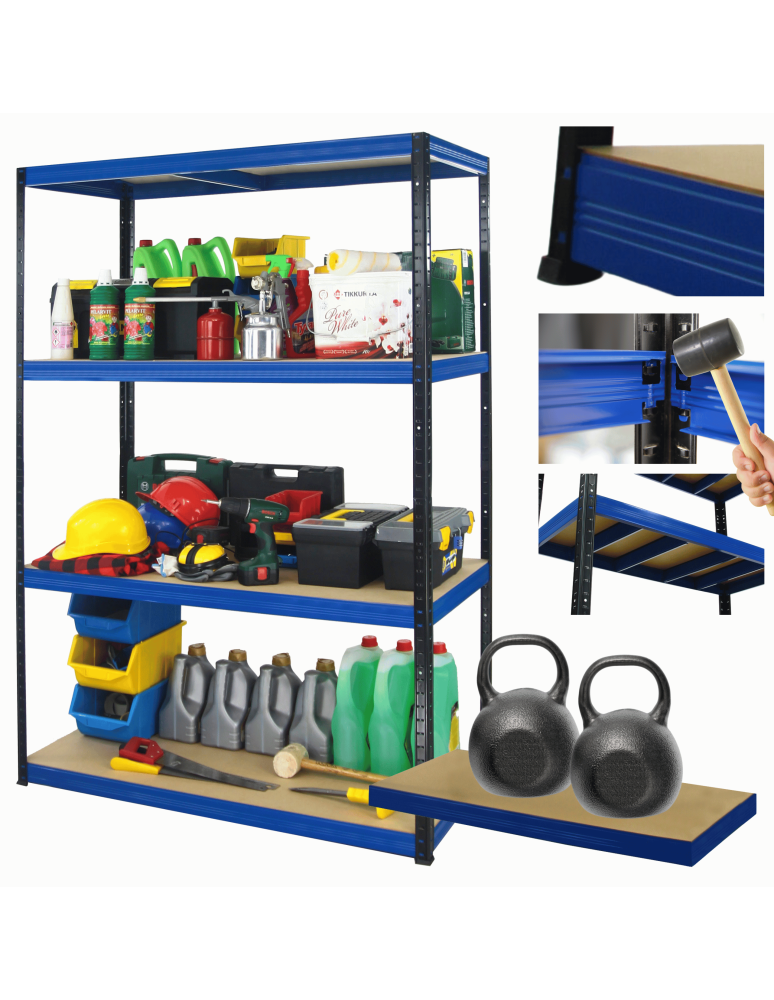 Regały z metalu kolorowe - Regał metalowy magazynowy garażowy stojak HELIOS 180x150x50cm 4Px275kg PL - product b2b.wamar.biz 1