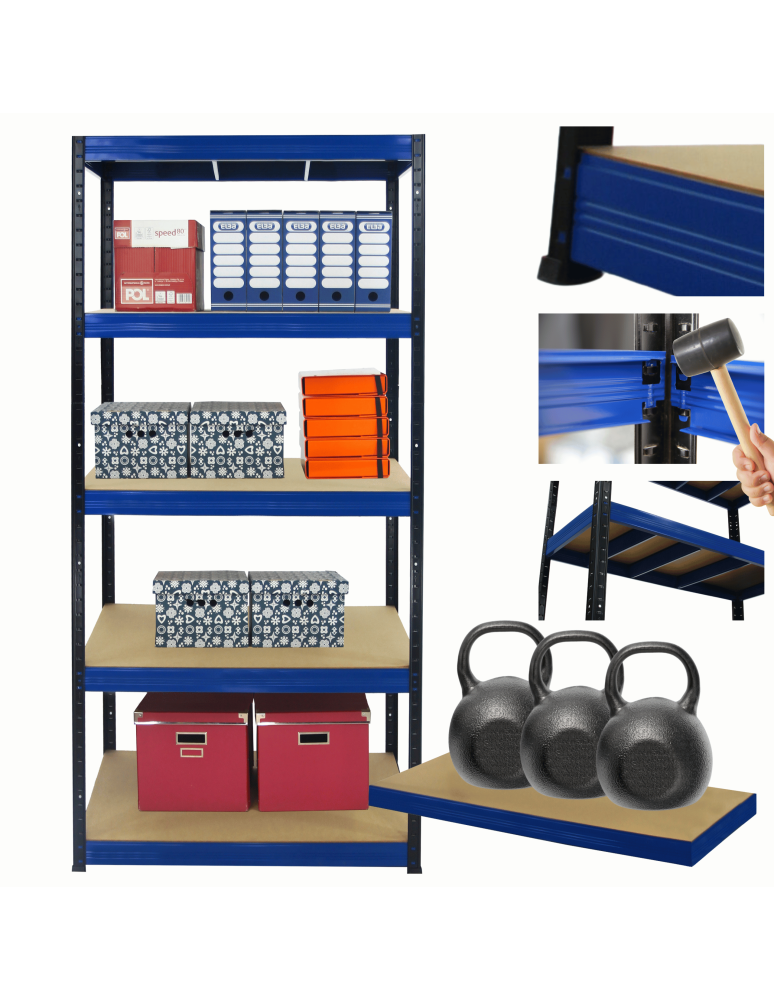 Regały z metalu kolorowe - Regał warsztatowy metalowy stojak HELIOS 196x90x45cm 5Px350kg PRODUCENT - product b2b.wamar.biz 1