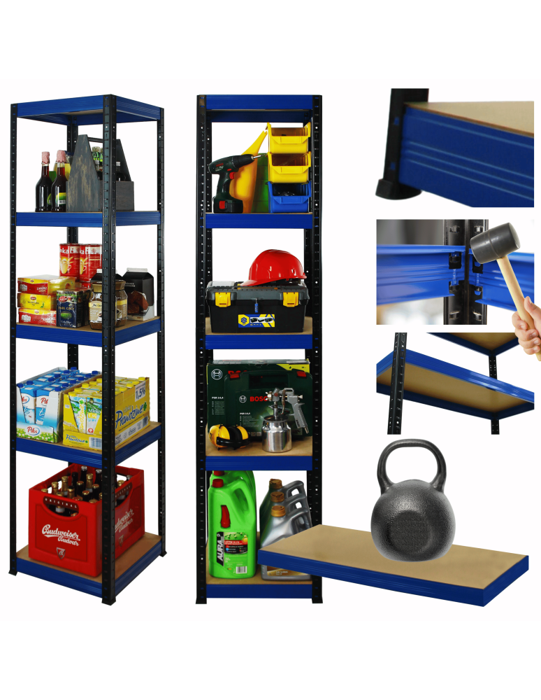 Regały z metalu kolorowe - Regał metalowy magazynowy stojak HELIOS 213x40x40cm 5Px175kg 300TYS KOMB - product b2b.wamar.biz 1